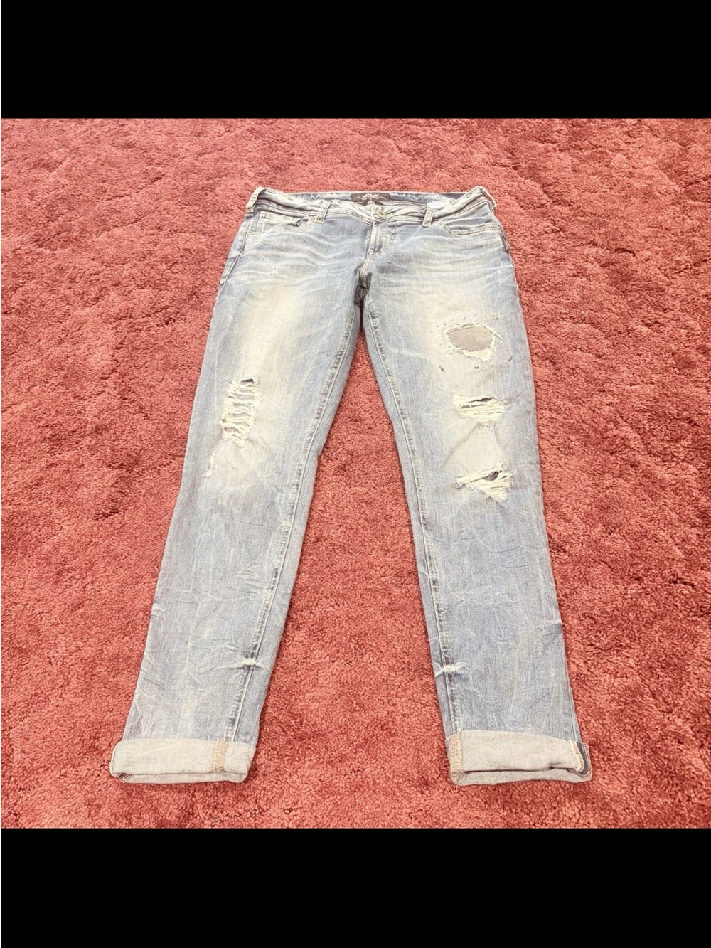 Silver Jeans Light Blue Distressed Boyfriend Jeans